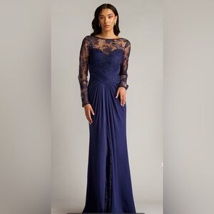 Tadashi Shoji Navy Long Sleeve Lace Dress